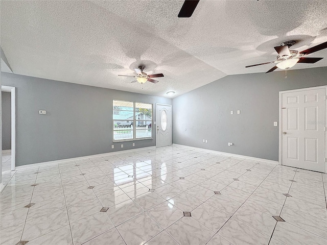 5147 Larch Ln, New Port Richey, FL 34653 - unfurnished room featuring baseboards, a ceiling fan, and lofted ceiling