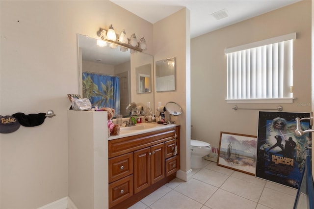 13810 Celida Ave, Hudson, FL 34667 - bathroom featuring visible vents, toilet, tile patterned flooring, and vanity