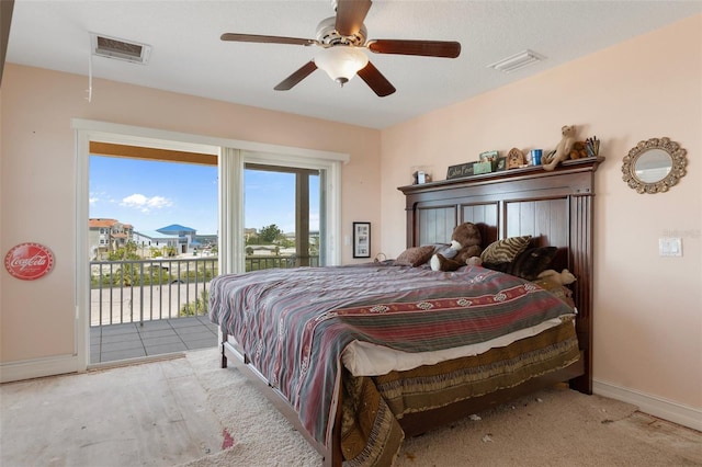 13810 Celida Ave, Hudson, FL 34667 - bedroom with access to exterior, visible vents, ceiling fan, and baseboards