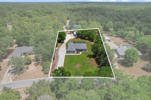 aerial view with a forest view