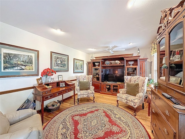 75 N Canal Dr, Palm Harbor, FL 34684 - living area featuring a ceiling fan and light wood finished floors