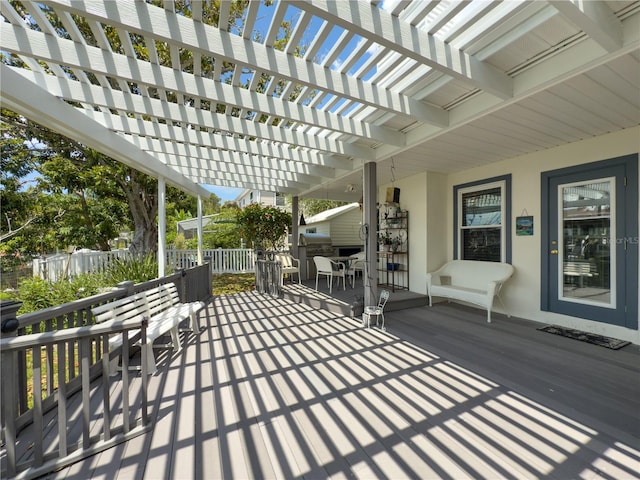 75 N Canal Dr, Palm Harbor, FL 34684 - view of patio / terrace with a pergola, fence, and outdoor dining area