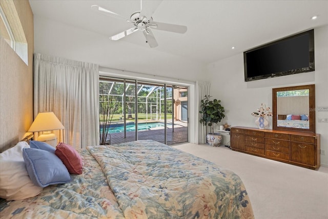 888 Royal Birkdale Dr, Tarpon Springs, FL 34688 - carpeted bedroom featuring recessed lighting, ceiling fan, and access to exterior