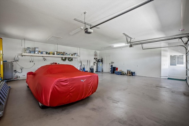 888 Royal Birkdale Dr, Tarpon Springs, FL 34688 - garage featuring a garage door opener, water heater, and electric panel
