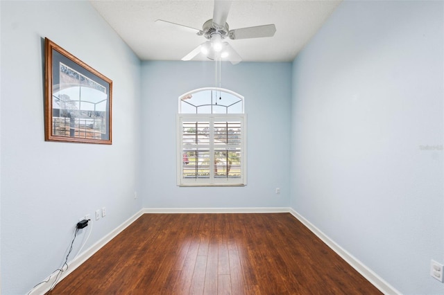 4080 Gevalia Dr, Brooksville, FL 34604 - empty room with a ceiling fan, baseboards, and hardwood / wood-style floors