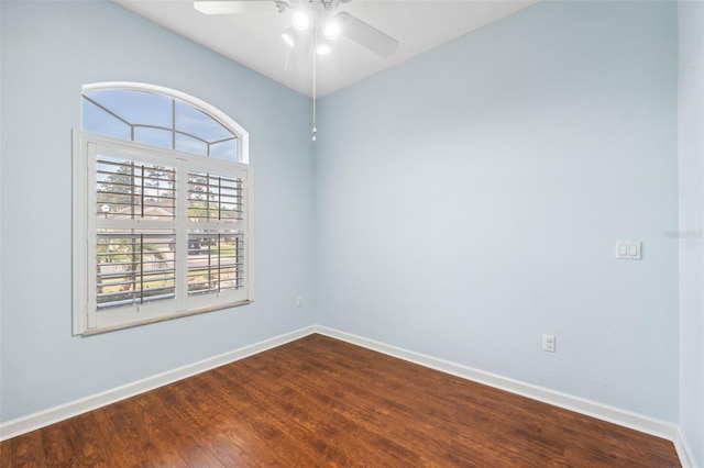 4080 Gevalia Dr, Brooksville, FL 34604 - unfurnished room with a ceiling fan, baseboards, and dark wood-type flooring
