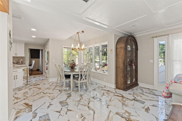 520 Lafayette Blvd, Oldsmar, FL 34677 - dining area featuring an inviting chandelier, baseboards, visible vents, and recessed lighting