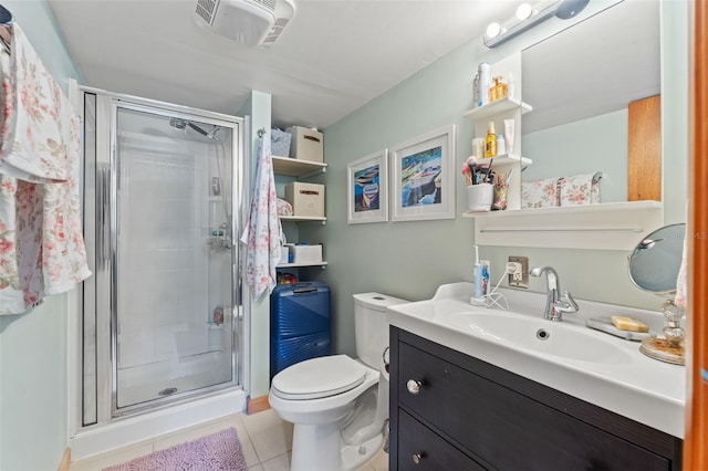 520 Lafayette Blvd, Oldsmar, FL 34677 - full bathroom featuring a stall shower, toilet, visible vents, and tile patterned floors