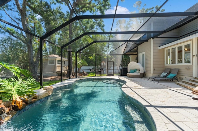 520 Lafayette Blvd, Oldsmar, FL 34677 - pool featuring a patio area and glass enclosure