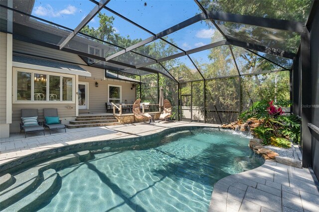 520 Lafayette Blvd, Oldsmar, FL 34677 - outdoor pool with a patio area and a lanai