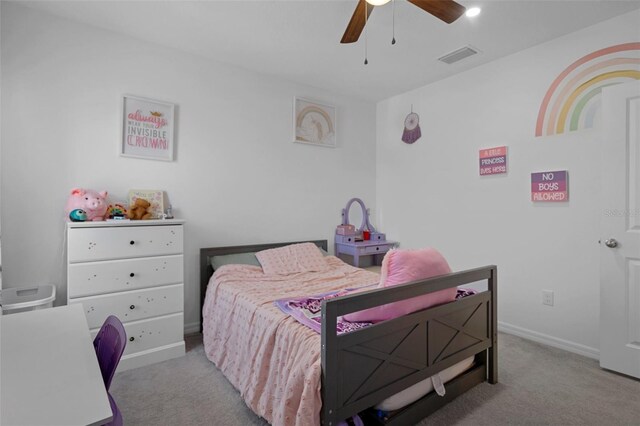 733 Old Windsor Way, Spring Hill, FL 34609 - bedroom with visible vents, carpet, ceiling fan, and baseboards
