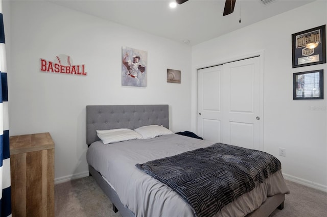 733 Old Windsor Way, Spring Hill, FL 34609 - carpeted bedroom featuring baseboards, ceiling fan, and a closet