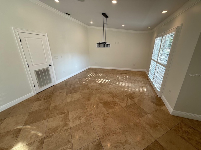 210 S Hale Ave, Tampa, FL 33609 - unfurnished dining area with ornamental molding, baseboards, and recessed lighting