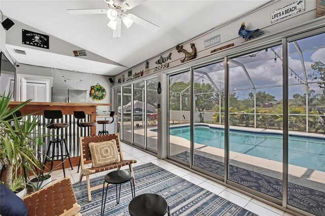 13373 Lawrence St, Spring Hill, FL 34609 - sunroom featuring visible vents and a swimming pool