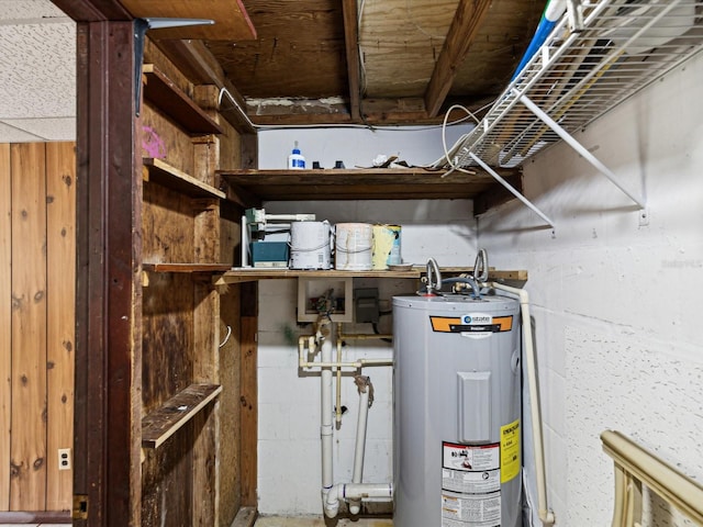 utility room with water heater