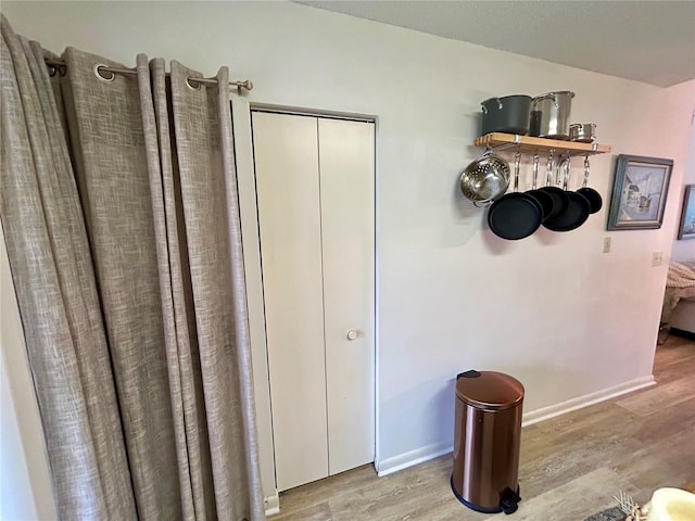 interior space with baseboards and wood finished floors