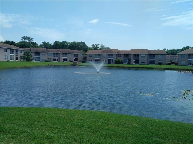 view of water feature with a residential view