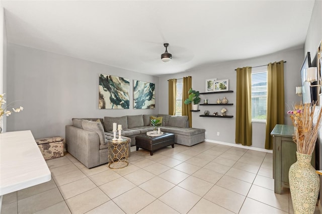 21167 Pleasant Plains Pkwy, Land O Lakes, FL 34637 - living area with a healthy amount of sunlight, light tile patterned floors, and ceiling fan