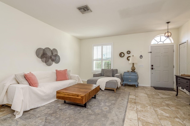 living area with visible vents