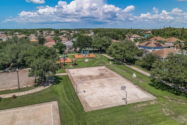 aerial view with a residential view