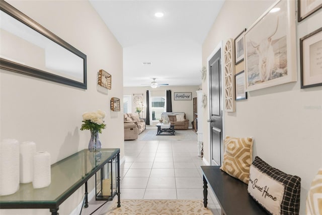 2132 Shining Azul Way, Lutz, FL 33558 - hallway featuring recessed lighting and light tile patterned floors