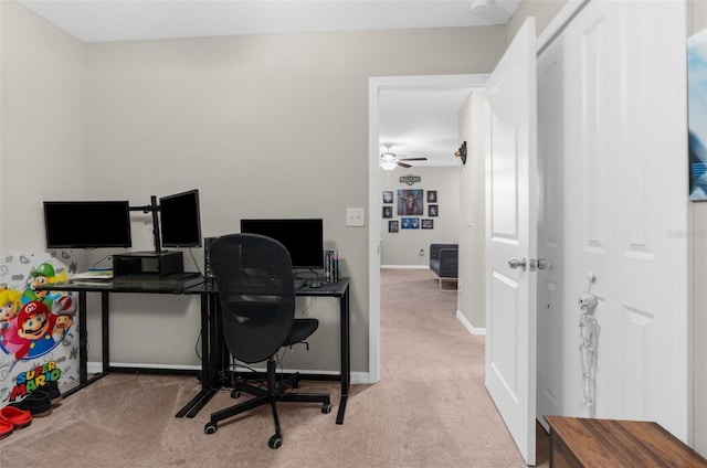 2132 Shining Azul Way, Lutz, FL 33558 - carpeted home office with baseboards and a ceiling fan