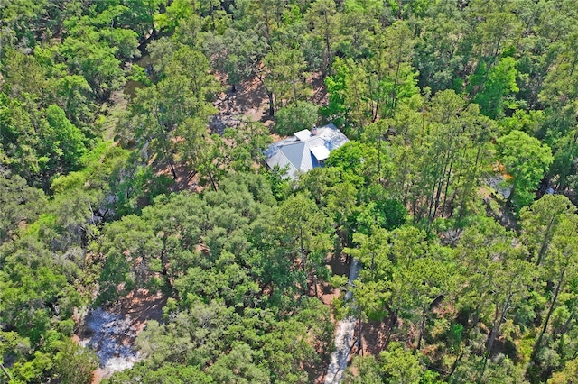 aerial view featuring a forest view