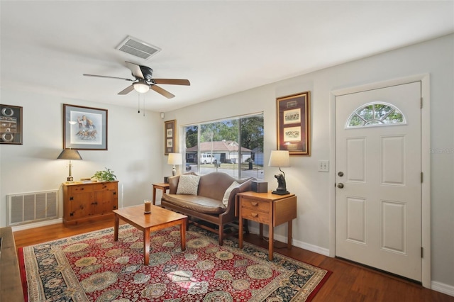 12906 Sandburst Ln, Hudson, FL 34667 - living room featuring plenty of natural light, a ceiling fan, and visible vents