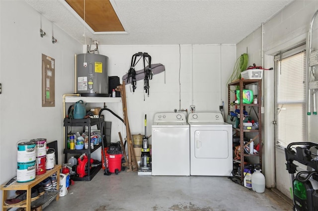12906 Sandburst Ln, Hudson, FL 34667 - interior space with separate washer and dryer, laundry area, a textured ceiling, and water heater