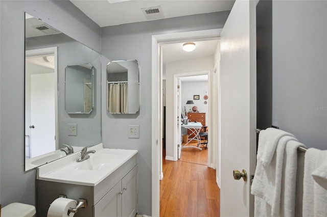 12906 Sandburst Ln, Hudson, FL 34667 - bathroom with vanity, wood finished floors, and visible vents