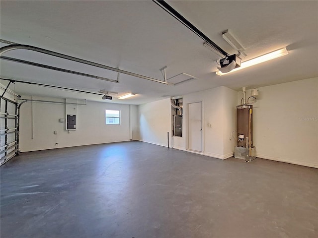 19855 Ellendale Dr, Land O Lakes, FL 34638 - garage with electric panel, a garage door opener, and gas water heater