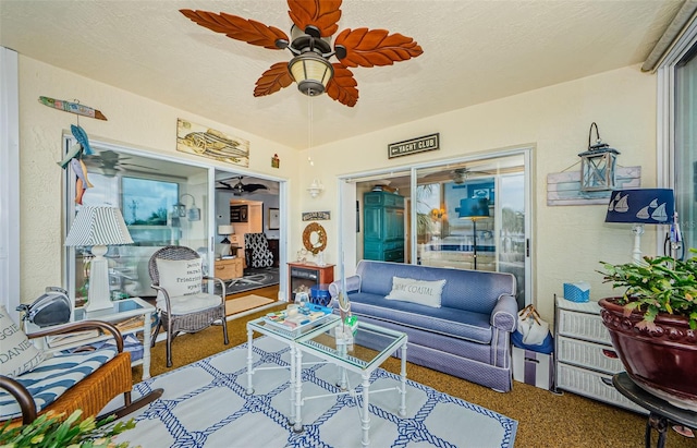 8210 Aquila St Unit 218, Port Richey, FL 34668 - carpeted living area with ceiling fan