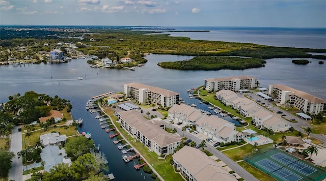 8210 Aquila St Unit 218, Port Richey, FL 34668 - aerial view of property's location featuring a large body of water and apartment complex