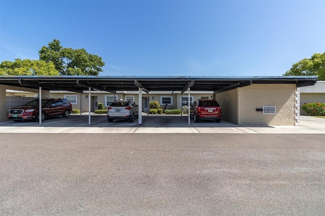 view of covered parking lot