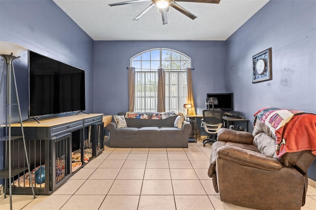 12040 Penzance Ln, New Port Richey, FL 34654 - living room featuring a ceiling fan and tile patterned floors