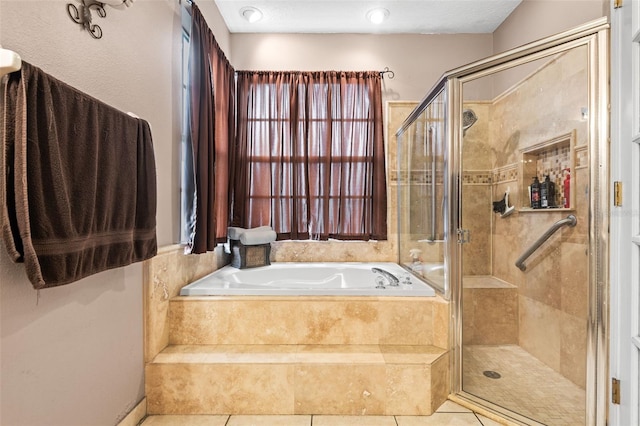 12040 Penzance Ln, New Port Richey, FL 34654 - full bath with a bath, a shower stall, and tile patterned flooring
