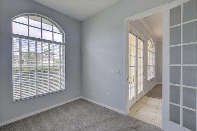 7827 Starfire Way, New Port Richey, FL 34654 - carpeted spare room featuring french doors, healthy amount of natural light, baseboards, and ornamental molding
