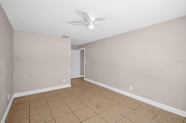 2660 Orangewood Ct, Palm Harbor, FL 34684 - empty room featuring visible vents, baseboards, ceiling fan, and light tile patterned flooring