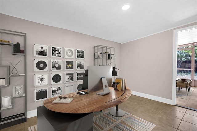 2660 Orangewood Ct, Palm Harbor, FL 34684 - office featuring baseboards and tile patterned flooring