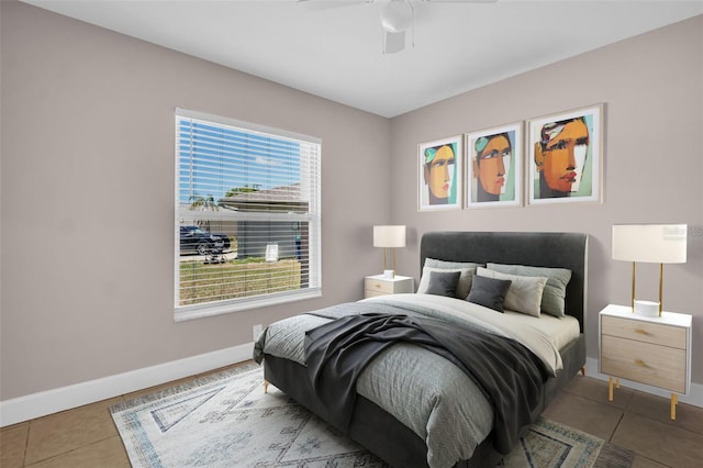 2660 Orangewood Ct, Palm Harbor, FL 34684 - tiled bedroom with baseboards and a ceiling fan
