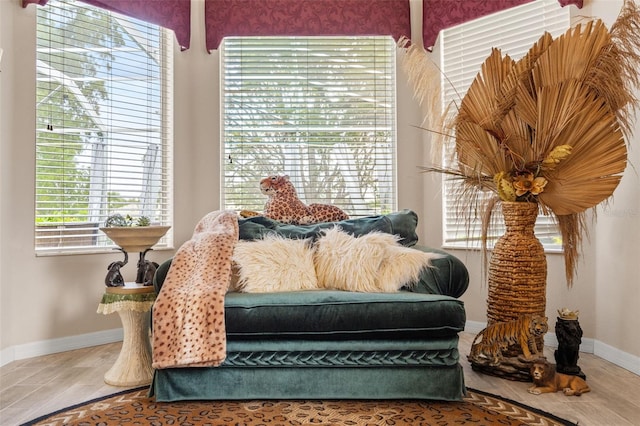 sitting room featuring baseboards and wood finished floors