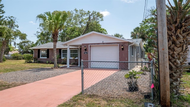 8522 Inwood Dr, Hudson, FL 34667 - single story home with concrete driveway, brick siding, an attached garage, and fence