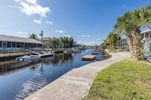 view of dock featuring a water view