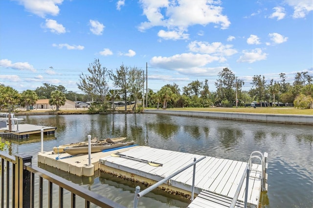 view of dock featuring a water view