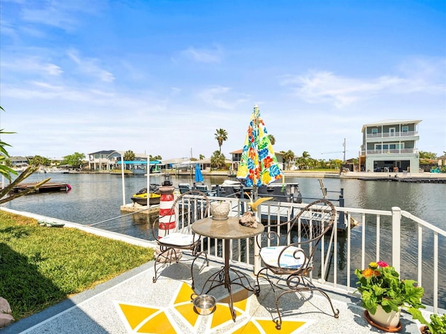 exterior space featuring a water view