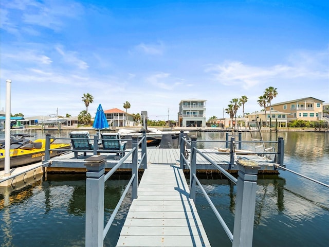 dock area featuring a water view