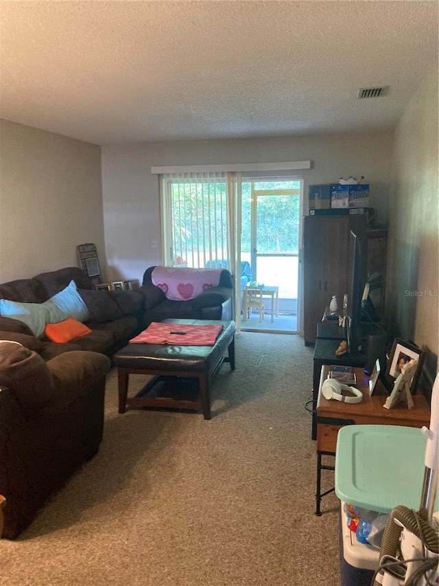 2850 Westmoreland Ct, New Port Richey, FL 34655 - carpeted living area featuring a textured ceiling
