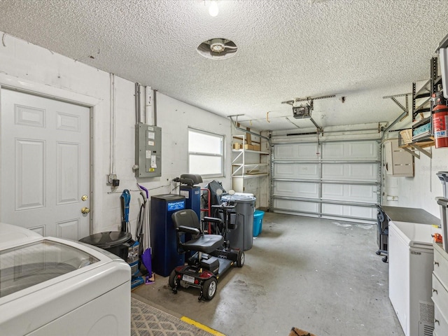 11512 Yellow Birch Ct, New Port Richey, FL 34654 - garage featuring electric panel and a garage door opener