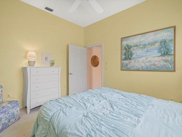 9216 Tarleton Cir, Weeki Wachee, FL 34613 - bedroom featuring a ceiling fan, visible vents, and carpet floors