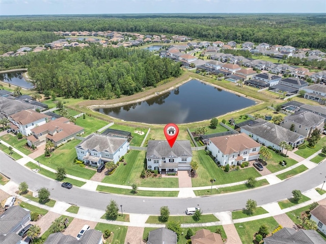 4188 Barbour Trl, Odessa, FL 33556 - aerial perspective of suburban area featuring a large body of water and a heavily wooded area